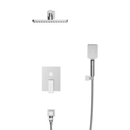 SLIDER-VDSET-01 Душевой комплект встраиваемый с изливом (смеситель, верхний душ, ручной душ со шлангом, излив, штуцер с держателем), хром