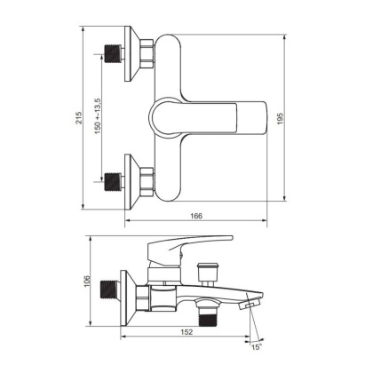481000300 Eclipse 2.0, смеситель для ванной и душа, черный