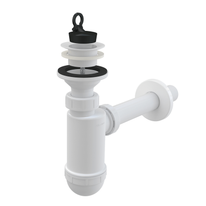 Сифон для умывальника DN32 с пластмассовой peшeткой DN63