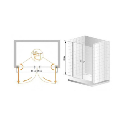 ELENA-W-B-2-160-P-Cr Душевая дверь