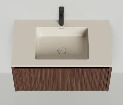 Подвесная тумба Domino 800, шпон, фрезерованный фасад, под встраиваемую раковину