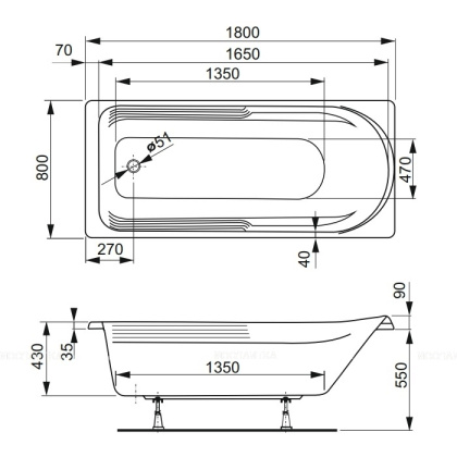 Акриловая ванна VAGNERPLAST HERA 180x80 Акриловая ванна VAGNERPLAST HERA 180x80