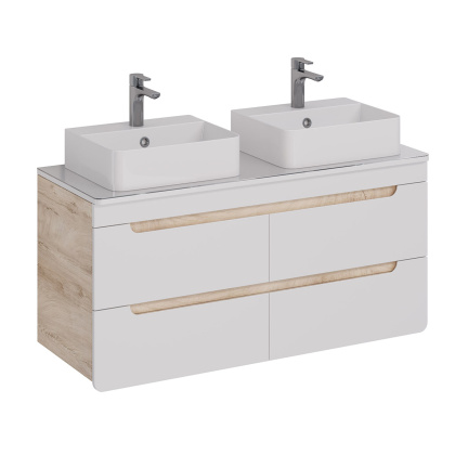 Столешница OLIVIA 125см под 2 раковины из стекла, цвет: Белый Столешница OLIVIA 125см под 2 раковины из стекла, цвет: Белый
