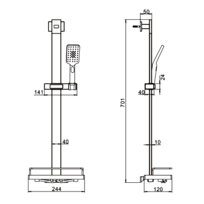 Душевой гарнитур Rose R159, хром