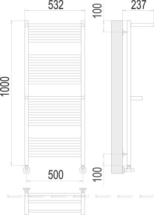 Полотенцесушитель Terminus Аврора с 2-мя/п П20 500х1000 Полотенцесушитель Terminus Аврора с 2-мя/п П20 500х1000