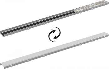 Решетка двусторонняя для желоба из пластмассы, нержавеющая сталь-мат