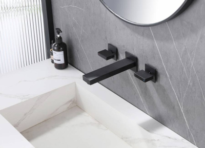 Смеситель ABBER Daheim AF82122B для раковины скрытого монтажа, черный матовый