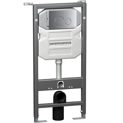 Система инсталляции для унитазов CERAMICANOVA Envision с кнопкой смыва Round цвет хром матовый и креплениями, арт. CN1001M