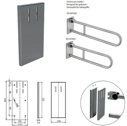 Монтажная пластина с крышкой для крепления поручня 301507825, 301507835