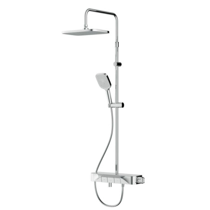 F078F700 Func, душ.система: Смеситель-полка д/ванны/душа, душ.штанга, верхн. душ квадр., ручн.душ, Хром