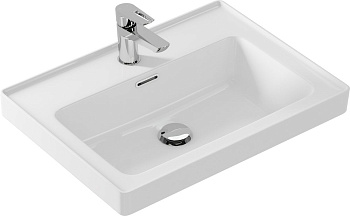 Прямоугольная тонкостенная мебельная раковина CREA с отверстием под смеситель, размером 60 см.