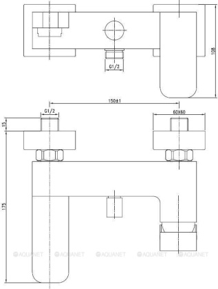 Смеситель для ванны с душем Aquanet Cubic SD90441 Смеситель для ванны с душем Aquanet Cubic SD90441
