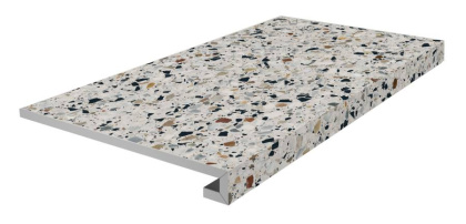 Ступень клееная фронтальная Бричиола белый матовый обрезной 33x60x0,9