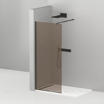 LIBERTA-L-1-120-BR-NERO Душевая перегородка с односторонним входом, стекло бронза, профиль чёрный, 1200x1950 мм