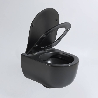 Унитаз подвесной Evo VT1-34SMB безободковый, цвет черный матовый, ультратонкое soft-close сиденье