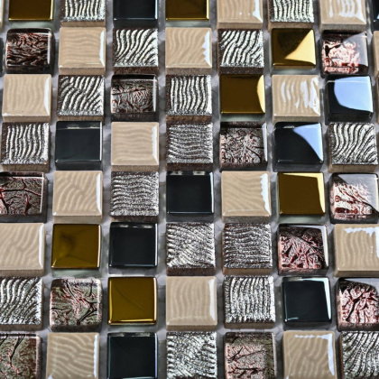 Мозаика стеклянная с камнем Space (чип 8*15*15) 300*300(11шт.-0.99м2), м2 Мозаика стеклянная с камнем Space (чип 8*15*15) 300*300(11шт.-0.99м2), м2