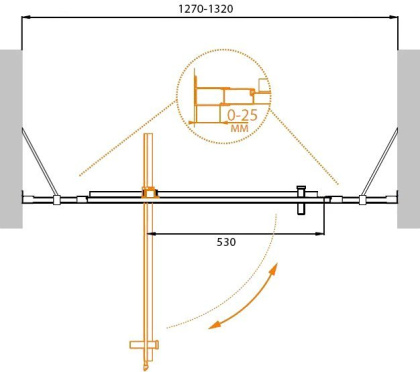 MOLVENO-BA-12-70+40-C-Cr-IV Душевая дверь MOLVENO-BA-12-70+40-C-Cr-IV Душевая дверь