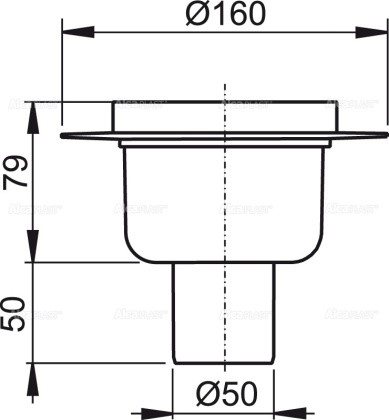 Корпус сливного трапа DN50 мм прямой Корпус сливного трапа DN50 мм прямой