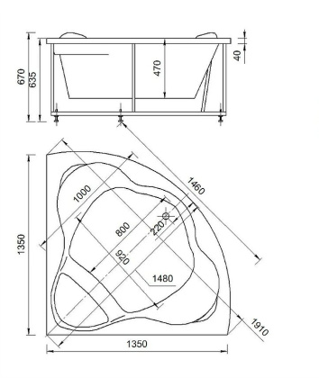 Ванна  Галатея пустая с фр.экр.