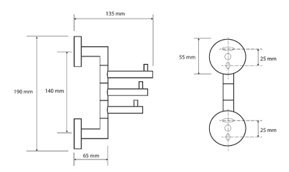 Тройной крючок Bemeta Dark 104206070 поворотный Черный матовый Тройной крючок Bemeta Dark 104206070 поворотный Черный матовый