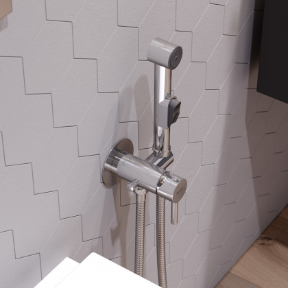 211000000 Option, Смеситель монтируемый в стену, с гиг.душем и крючком