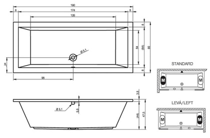 Акриловая ванна RIHO LUSSO 190-80 Акриловая ванна RIHO LUSSO 190-80