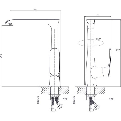 Смеситель для кухонной мойки  RUSH Gozo (GZ3735-23) Смеситель для кухонной мойки  RUSH Gozo (GZ3735-23)