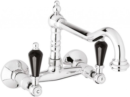 DIAMOND-LLP-02-Sw Кухонный смеситель настенного монтажа, бронза, ручки Swarovski