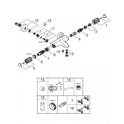 34830000 GROHE Grohtherm 1000 Performance Pro Термостат для ванны внешнего монтажа 1/2", хром (замена 34779000)