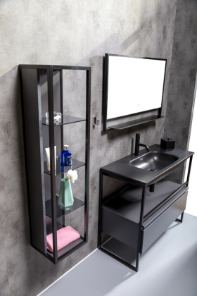 Пенал LOFT высокий антрацит, полки стекло 896-A Boheme Пенал LOFT высокий антрацит, полки стекло 896-A Boheme