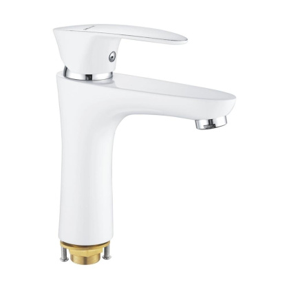 Смеситель для раковины латунь, белый S9801F