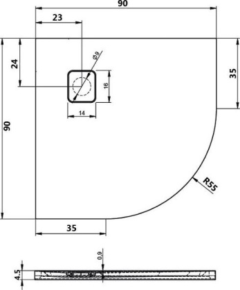 Акриловый душевой поддон Riho Basel 451 90x90 черный матовый, накладка хром DC981700000000S Акриловый душевой поддон Riho Basel 451 90x90 черный матовый, накладка хром DC981700000000S