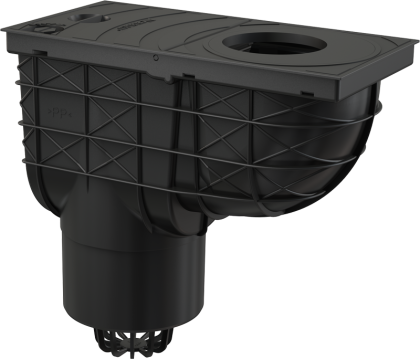 Ливнеотвод 300×155/125 мм, сток – прямой, черный