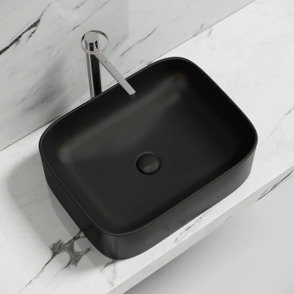 Умывальник чаша накладная прямоугольная (цвет Черный Матовый) Element 505*380*150мм