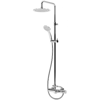 LEAF-CVDA-30-01 Душевая стойка телескопическая с изливом с верхним и ручным душем, верхний душ диаметр 300 мм АБС пластик, исполнение хром