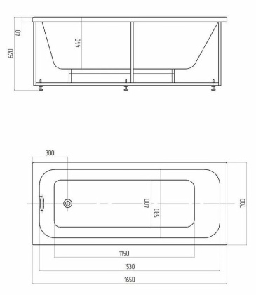 Акриловая ванна Акватек Миа 165х70 MIY165-0000001