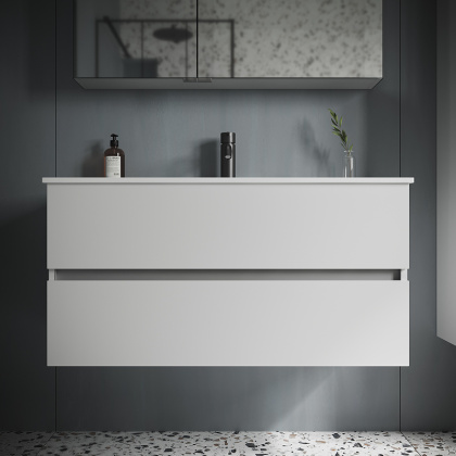 Тумба подвесная SANCOS Urban 990х450х550, c двумя ящиками оснащенными доводчиками, белый глянец , арт. UR100W Тумба подвесная SANCOS Urban 990х450х550, c двумя ящиками оснащенными доводчиками, белый глянец , арт. UR100W
