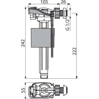 Впускной механизм с боковой подводкой для пластиковых бачков