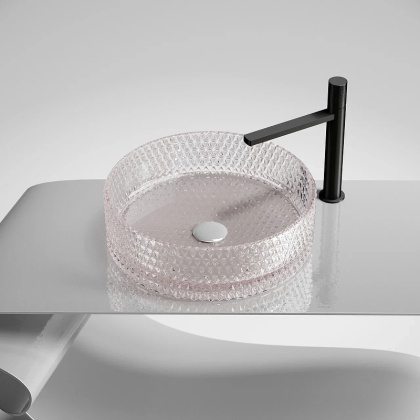 Умывальник чаша накладная круглая (цвет розовый) Cristal 360*360*112мм