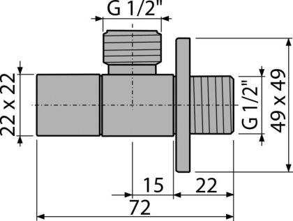 Угловой вентиль 1/2"×1/2", квадратный