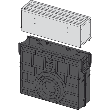 Пескоуловитель для дренажного канала с щелевой симметричной сервисной надставкой 160 мм, оцинкованная сталь 
