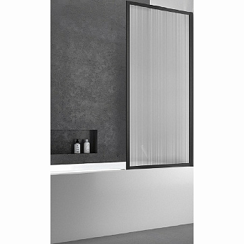 Душевая шторка на ванну VSB-41700FLB, 700*1400, черный, стекло рифленое