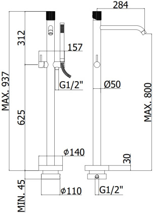 Смеситель для ванны с душем Paffoni Jo JO032CR Смеситель для ванны с душем Paffoni Jo JO032CR
