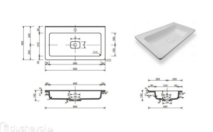 Раковина "Kare luxe silk" 800х450