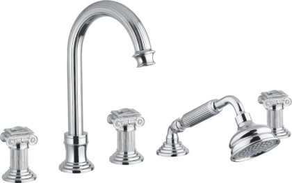 OLIMP-BVD-03/24-M Смеситель на борт ванны с выдвижным душем и переключателем, золото OLIMP-BVD-03/24-M Смеситель на борт ванны с выдвижным душем и переключателем, золото