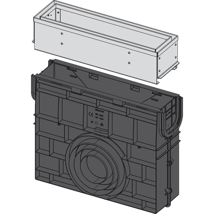 Пескоуловитель для дренажного канала с щелевой асимметричной сервисной надставкой 100 мм, оцинкованная сталь 
