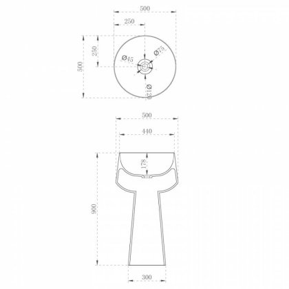 Раковина отдельностоящая прозрачная ABBER Kristall AT2706White-Onyx белый/черный