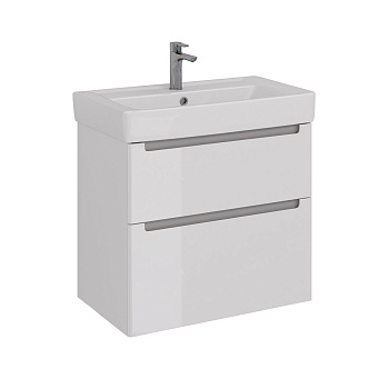 Тумба Lemark BUNO 80см под 1 раковину, подвесная/напольная, 2 ящика, цвет корпуса, фасада: Белый глянец