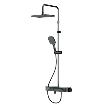 F078F322 Func, душ.сис-ма: Смеситель-полка д/ванны/душа с ТМС, душ.штанга, верхн. душ квадр., ручн.душ,