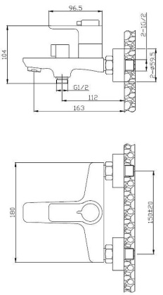 ANCONA Смеситель термостатический для ванны и душа, хром ANCONA-VASM-CRM